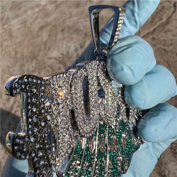 Hustla Hip Hop Pendant Hustle Hustler Silver Tone Iced Flooded Out Simulated CZ - Picture 2 of 9